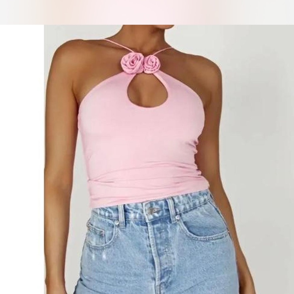 Meshki Pink Camisole with Floral Accent